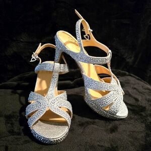 Silver High Heels. SIZE 8